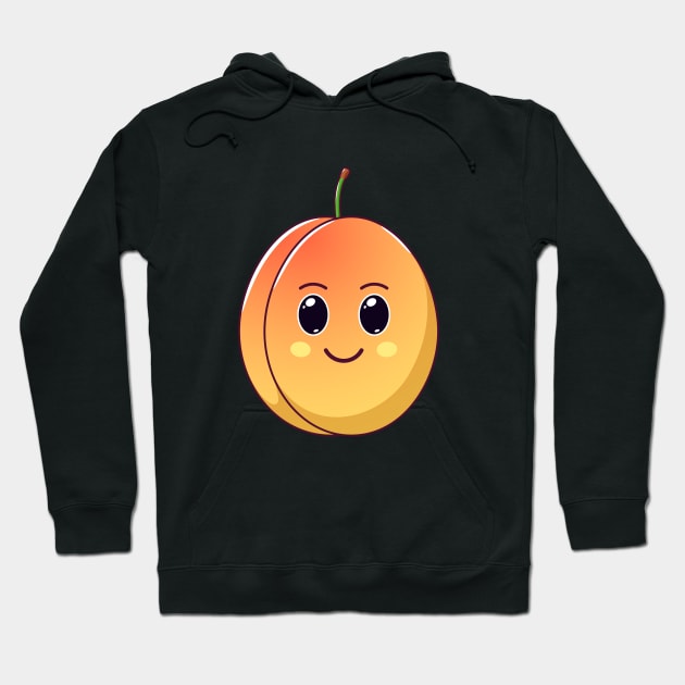 Cute Kawaii Apricot, Cartoon Ripe Fruit Hoodie by DmitryMayer